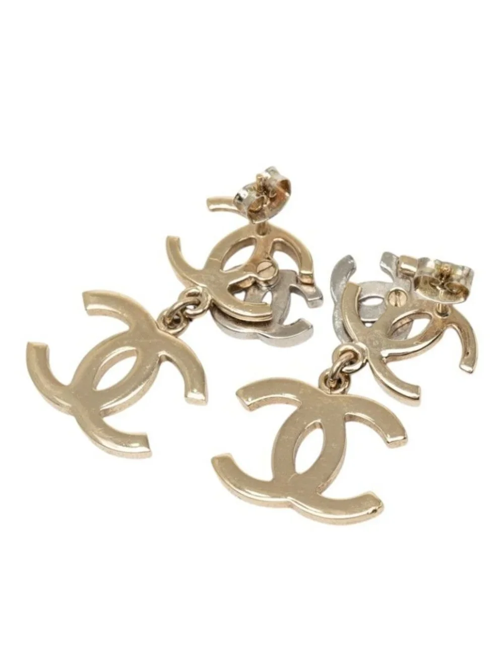 Chanel CC Logo Earrings Gold Metal Rhinestone Faux Pearl